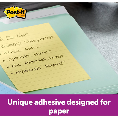 Post-it Lined Notes - 500 - 4" x 6" - Rectangle - 100 Sheets per Pad - Ruled - Yellow - Paper (MMM6605PK)