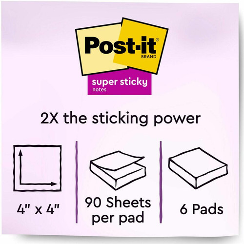 Post-it Super Sticky Lined Notes - Playful Primaries Color Collection - 540 - 4" x 4" - Square (MMM6756SSAN)