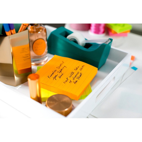 Post-it Super Sticky Lined Notes - Energy Boost Color Collection - 540 - 4" x 4" - Square - 90 (MMM6756SSUC)