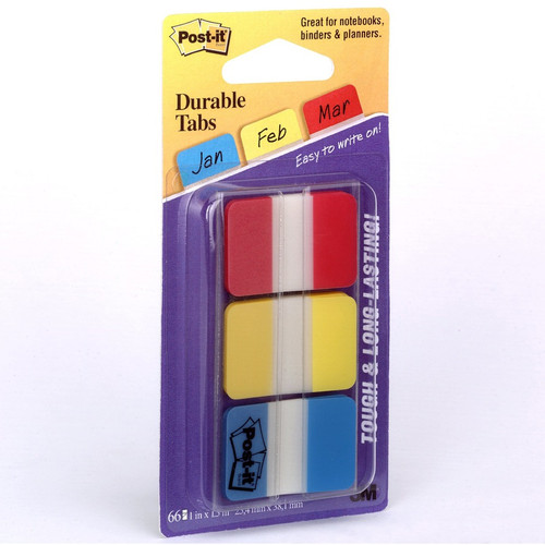 Post-it Durable Tabs - Write-on Tab(s) - 0.98" Tab Height x 1" Tab Width - Self-adhesive, - - (MMM686RYB)