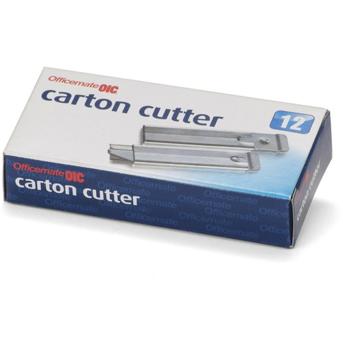 Officemate Single-Sided Razor Blade Carton Cutter - Steel - 4" Length - 12 / Box (OIC94966)