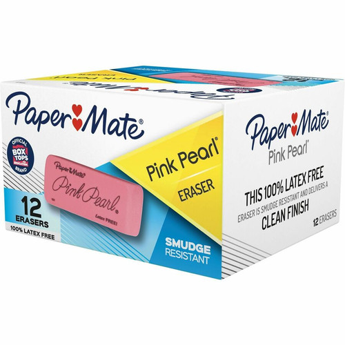 Paper Mate Pink Pearl Eraser - Pink - Rubber - 12 / Box - Self-cleaning, Tear Resistant, Soft, (PAP70521)