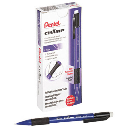 Pentel Champ Mechanical Pencils - #2 Lead - 0.7 mm Lead Diameter - Refillable - Blue Barrel - 1 (PENAL17C)
