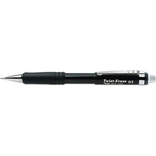 Pentel Twist-Erase III Mechanical Pencil - HB Lead - 0.5 mm Lead Diameter - Refillable - Black - 1 (PENQE515A)