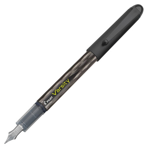 Pilot Varsity Disposable Fountain Pens - Medium Pen Point - Black - Silver, Black Barrel - 1 Each (PIL90010)