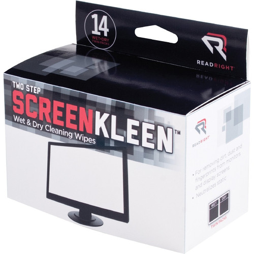 Read Right Kleen & Dry Screen Cleaners - For Display Screen - Pre-moistened, Lint-free, Anti-glare (REARR1205)