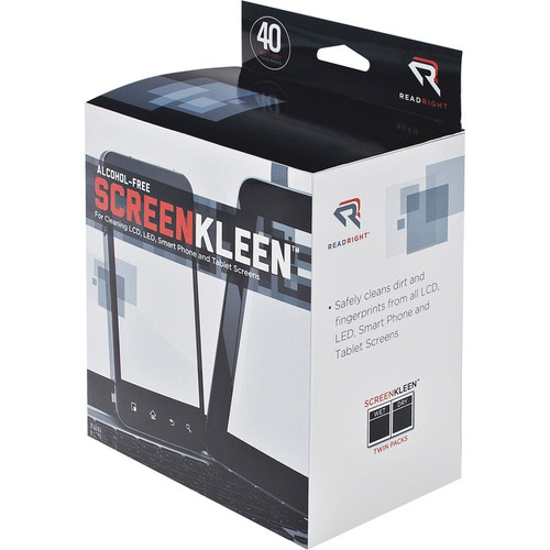 Read Right Alcohol-free LCD ScreenKleen Wipes - For PDA, Notebook, Display Screen - Alcohol-free - (REARR1391)