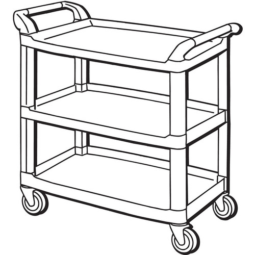 Rubbermaid Commercial 3-Shelf Mobile Utility Cart - 3 Shelf - 300 lb Capacity - 4" Caster Size - - (RCP409100BK)