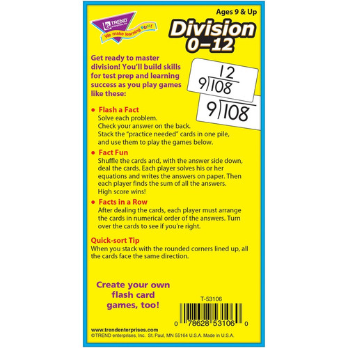 Trend Division 0-12 Flash Cards - Educational - 1 / Box (TEPT53106)