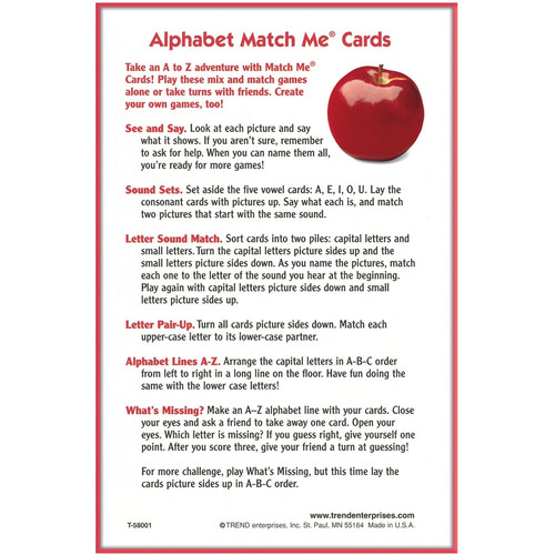 Trend Alphabet Match Me Flash Cards - Educational - 1 / Set (TEPT58001)