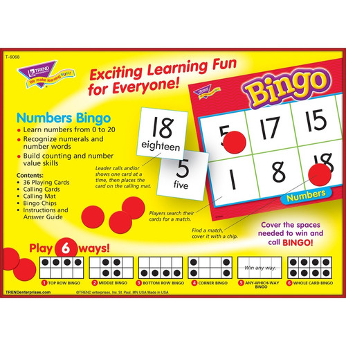 Trend Numbers Bingo Learning Game - Theme/Subject: Learning - Skill Learning: Number - 4-7 Year (TEPT6068)