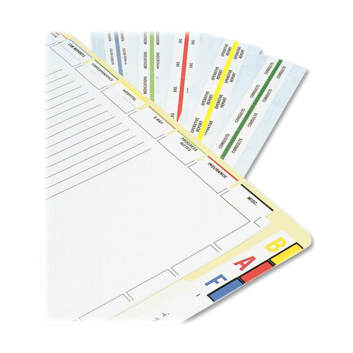 Tabbies Medical Chart Index Divider Sheets - Blank Tab(s) - 7 Hole Punched - White Divider - White (TAB54520)
