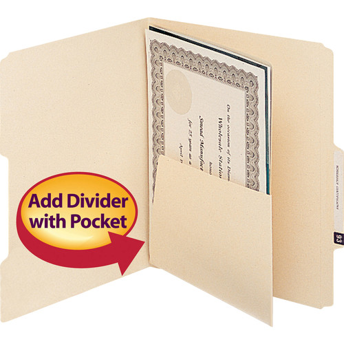 Smead Self-Adhesive Folder Dividers with Pockets - For Letter 8 1/2" x 11" Sheet - Manila - Manila (SMD68030)
