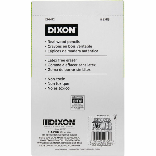 Dixon Woodcase No.2 Eraser Pencils - #2 Lead - Black Lead - Yellow Barrel - 144 / Box (DIX14412)