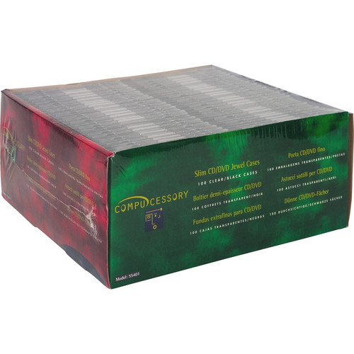 Compucessory Slim CD/DVD Jewel Cases - Jewel Case - Black - 1 CD/DVD (CCS55401)