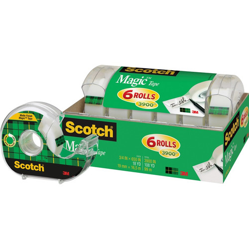Scotch 3/4"W Magic Tape - 18.06 yd Length x 0.75" Width - 1" Core - Dispenser Included - Handheld - (MMM6122)