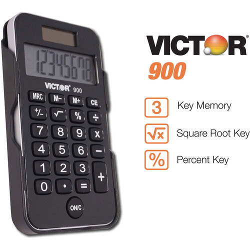Victor 900 Handheld Calculator - Protective Hard Shell Cover, Big Display, Independent Memory, Dual (VCT900)