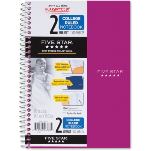 Mead Wirebound Notebooks - 100 Sheets - Wire Bound - 9 1/2" x 6" - White Paper - Assorted Cover - - (MEA06180)