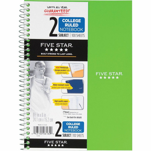 Mead Wirebound Notebooks - 100 Sheets - Wire Bound - 9 1/2" x 6" - White Paper - Assorted Cover - - (MEA06180)