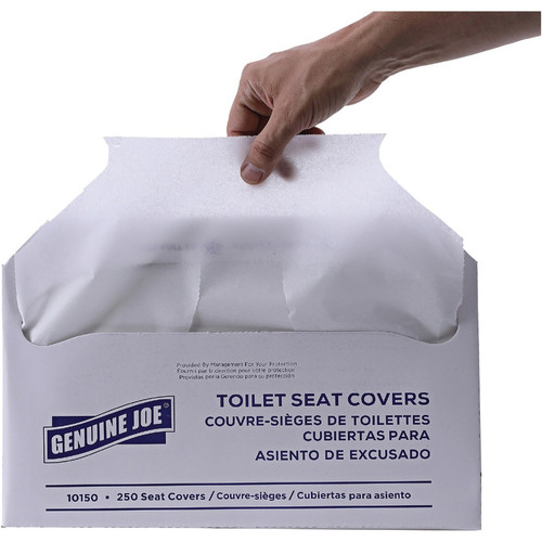 Genuine Joe Half-fold Toilet Seat Covers - Half-fold - For Public Toilet - 2500 / Carton - White (GJO10150)