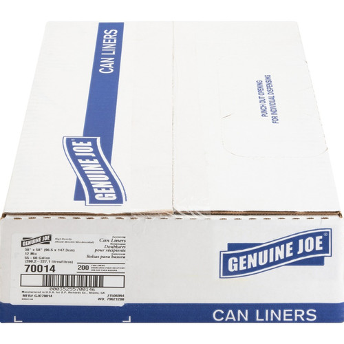 Genuine Joe Economy High-Density Can Liners - Extra Large Size - 60 gal Capacity - 38" Width x 58" (GJO70014)
