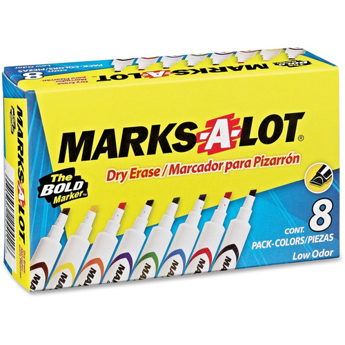 Avery Marks A Lot Desk-Style Dry-Erase Markers - Chisel Marker Point Style - Black, Blue, Red, (AVE24411)