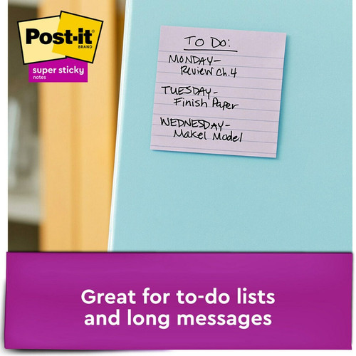 Post-it Super Sticky Lined Recycled Notes - Wanderlust Pastels Color Collection - 540 - 4" x - (MMM6756SSNRP)