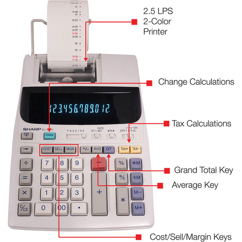 Sharp EL-1801V 12 Digit Printing Calculator - 2.1 LPS - Item Count, Paper Holder, Large Display, - (SHREL1801V)
