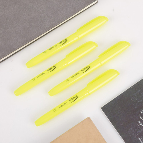 Integra Pen Style Fluorescent Highlighters - Chisel Marker Point Style - Yellow - 1 Dozen (ITA36181)