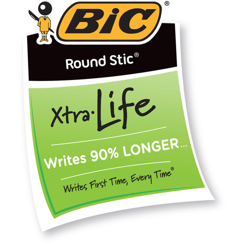 BIC Round Stic Ballpoint Pens - Medium Pen Point - Black - Black Barrel - Brass Tip - 60 / Box (BICGSM609BK)