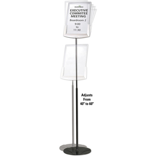 DURABLE SHERPA Acrylic Floor Stand - 40" to 60"Adjustable Height - Acrylic 8.5" x 11" (DBL558957)