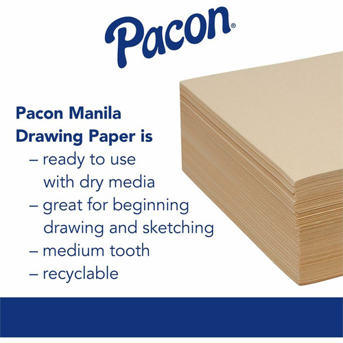 Pacon Economy Weight Recyclable Drawing Paper - 500 Sheets - Plain - 9" x 12" - Manila Paper - - / (PAC4009)