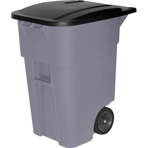 Rubbermaid Commercial Brute Rollout Container with Lid - 50 gal Capacity - Square - 36.2" Height x (RCP9W2700GRAY)