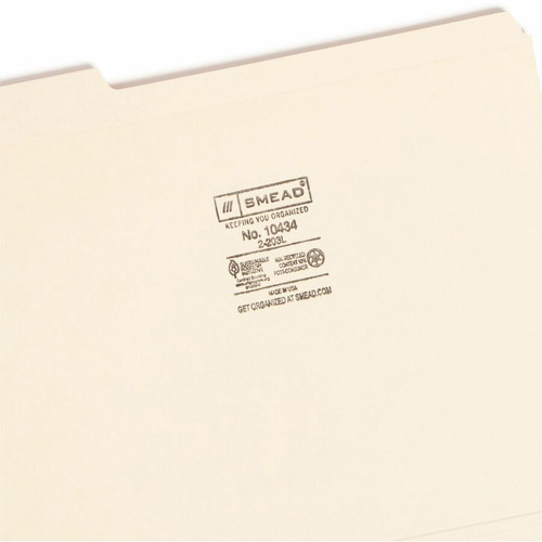 Smead 1/3 Tab Cut Letter Recycled Top Tab File Folder - 8 1/2" x 11" - Top Tab Location - Assorted (SMD10434)