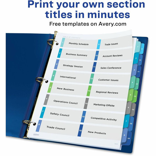 Avery Two-Column Table Contents Dividers w/Tabs - 16 x Divider(s) - 1-16 - 16 Tab(s)/Set - x - (AVE11320)