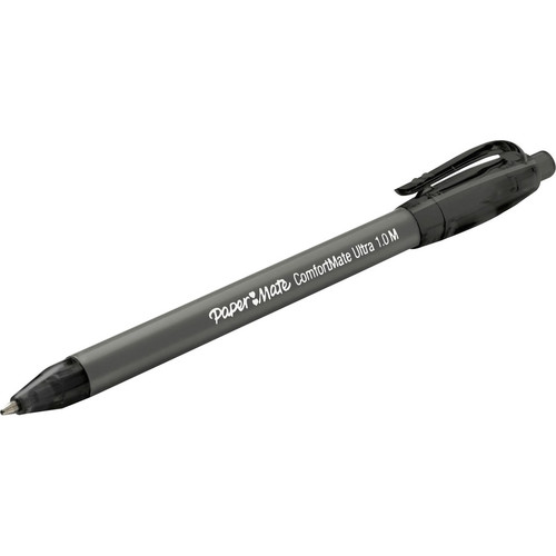 Paper Mate Comfort Mate Retractable Pens - Medium Pen Point - Retractable - Black - Black Rubber - (PAP6330187)