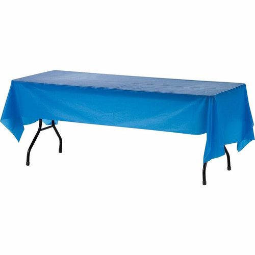Genuine Joe Plastic Rectangular Table Covers - 108" Length x 54" Width - Plastic - Blue - 6 / Pack (GJO10325)