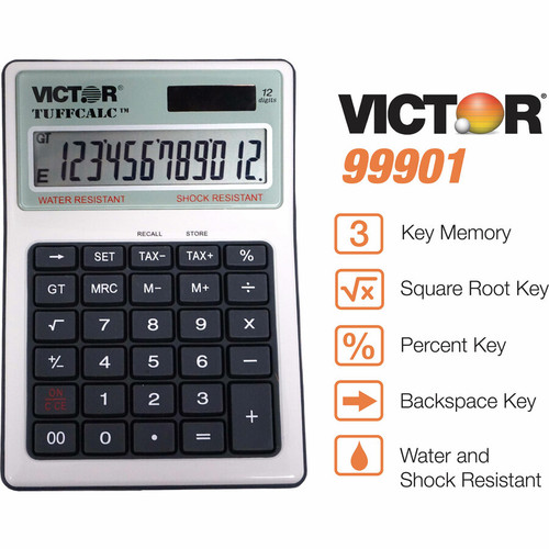 Victor 99901 TuffCalc Calculator - Extra Large Display, Angled Display, Water Proof, Shock Battery (VCT99901)