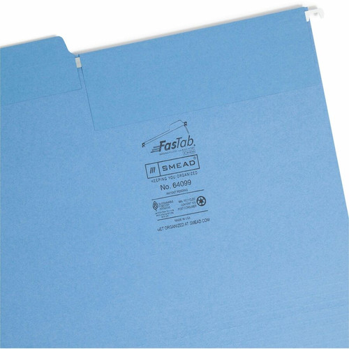Smead FasTab 1/3 Tab Cut Letter Recycled Hanging Folder - 8 1/2" x 11" - Top Tab Location - Tab - - (SMD64099)