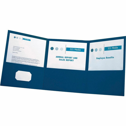 Oxford Letter Report Cover - 8 1/2" x 11" - 150 Sheet Capacity - 3 Pocket(s) - Paper - Blue - 20 / (OXF59802)