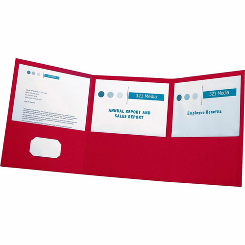Oxford Letter Report Cover - 8 1/2" x 11" - 150 Sheet Capacity - 3 Pocket(s) - Paper - Red - 20 / (OXF59811)