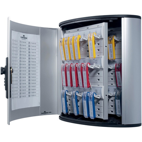 DURABLE Brushed Aluminum Combo Lock 36-Key Cabinet - 11-3/4" W x 11" H x 4-5/8" D - Locking - (DBL196623)