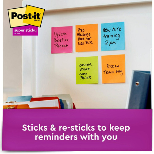Post-it Super Sticky Dispenser Notes - Energy Boost Color Collection - 900 - 3" x 3" - Square (MMMR33010SSAU)