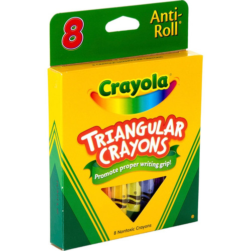 Crayola Triangular Anti-roll Crayons - Assorted - 8 / Box (CYO524008)