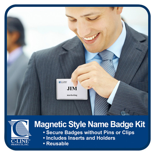 C-Line Magnetic Style Name Badge Holder Kit - Magnetic Style Name Badge Holder Kit (CLI92943)
