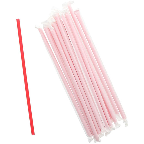 Banyan Giant Red Straws - Wrapped - 10.3" Length - 1200 / Carton - Red (EGS198200)