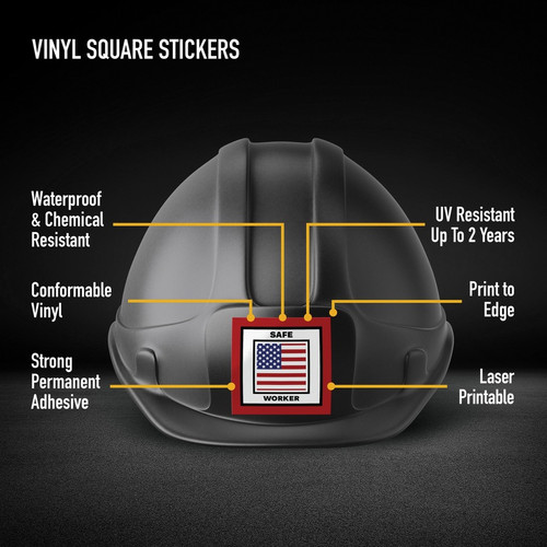 Avery Printable Hard Hat/Helmet Vinyl Stickers - Square Shape - Full-Bleed Design - Printable, (AVE61538)