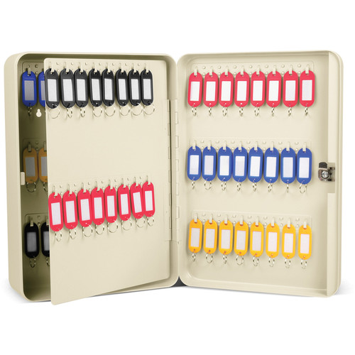 CARL Steel Security Key Cabinet - 12.5" x 9.3" x 3.5" - Lockable, Wall Mountable - Ivory - Steel (CUI80080)