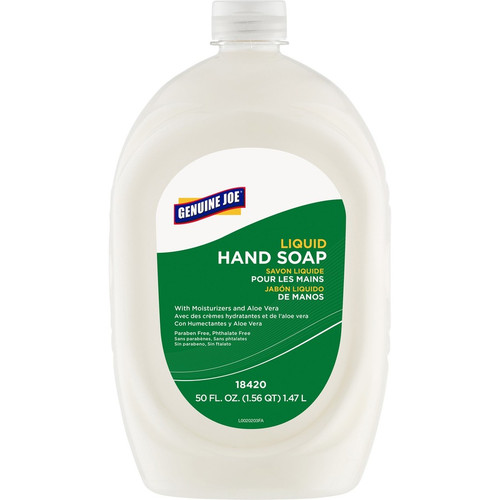 Genuine Joe Lotion Soap - 50 fl oz (1478.7 mL) - Bottle Dispenser - Hand, Skin - White - - 4 / (GJO18420CT)