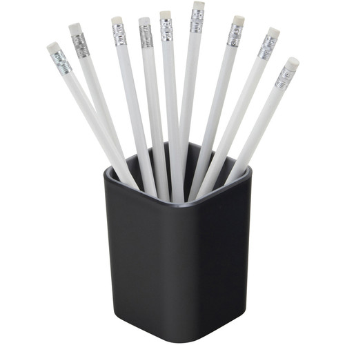 Advantus Fusion Pencil Cup - 4" x 2.8" x 2.8" x - Polystyrene - 1 Each - Black, Gray - Sturdy (AVT37680)